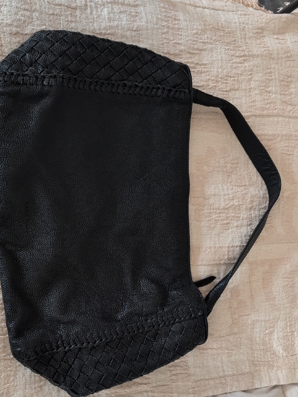 Cole Haan Dark Blue Pebbled Leather Tote